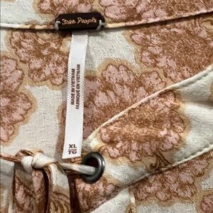 Free People Pink and Cream Floral Blouse